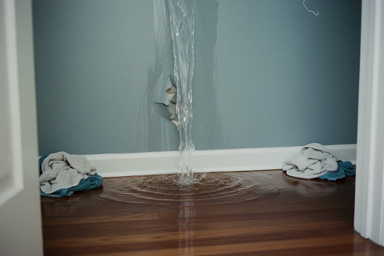 Wall cavity with water damage.
