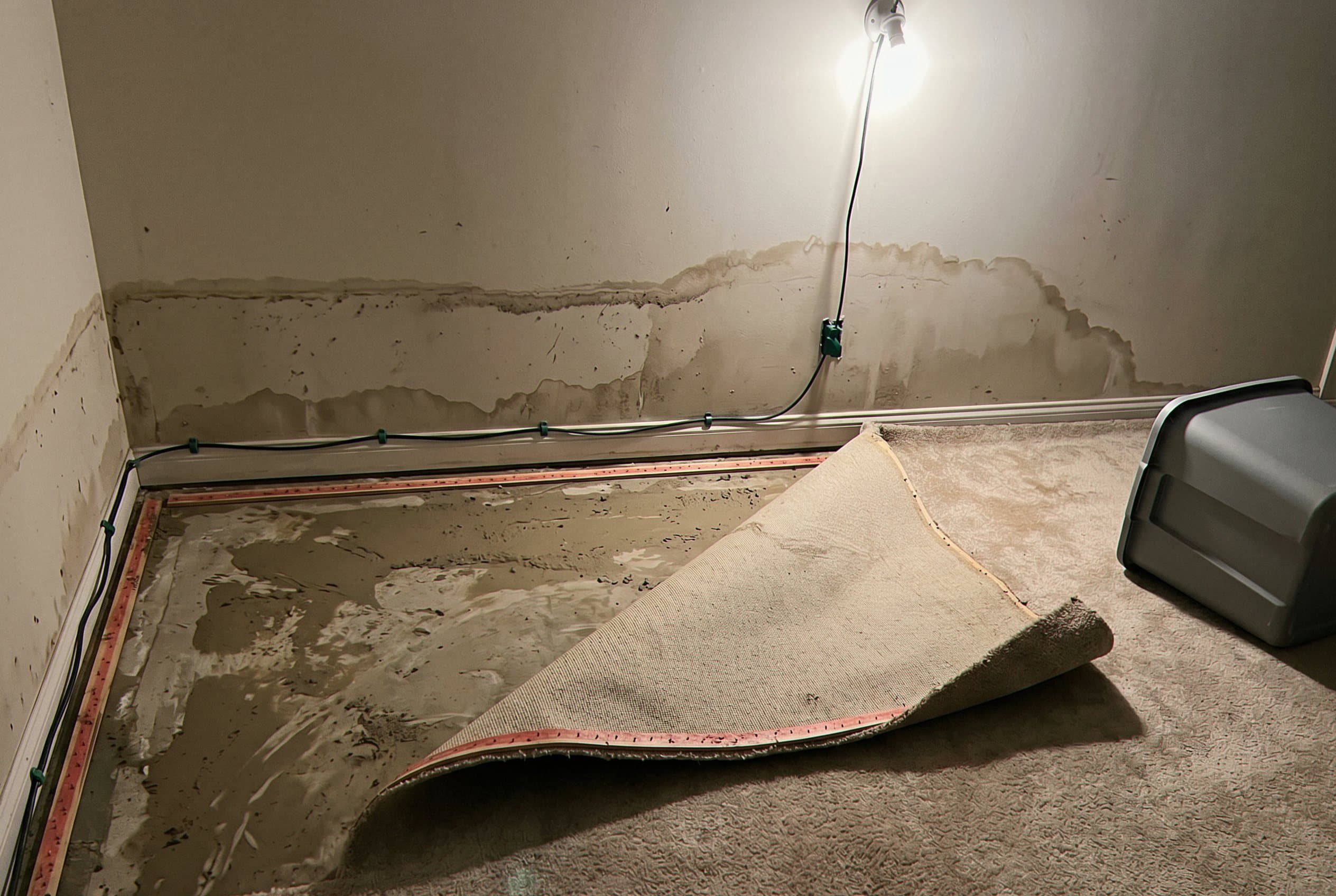 Floodwater entering through foundation.