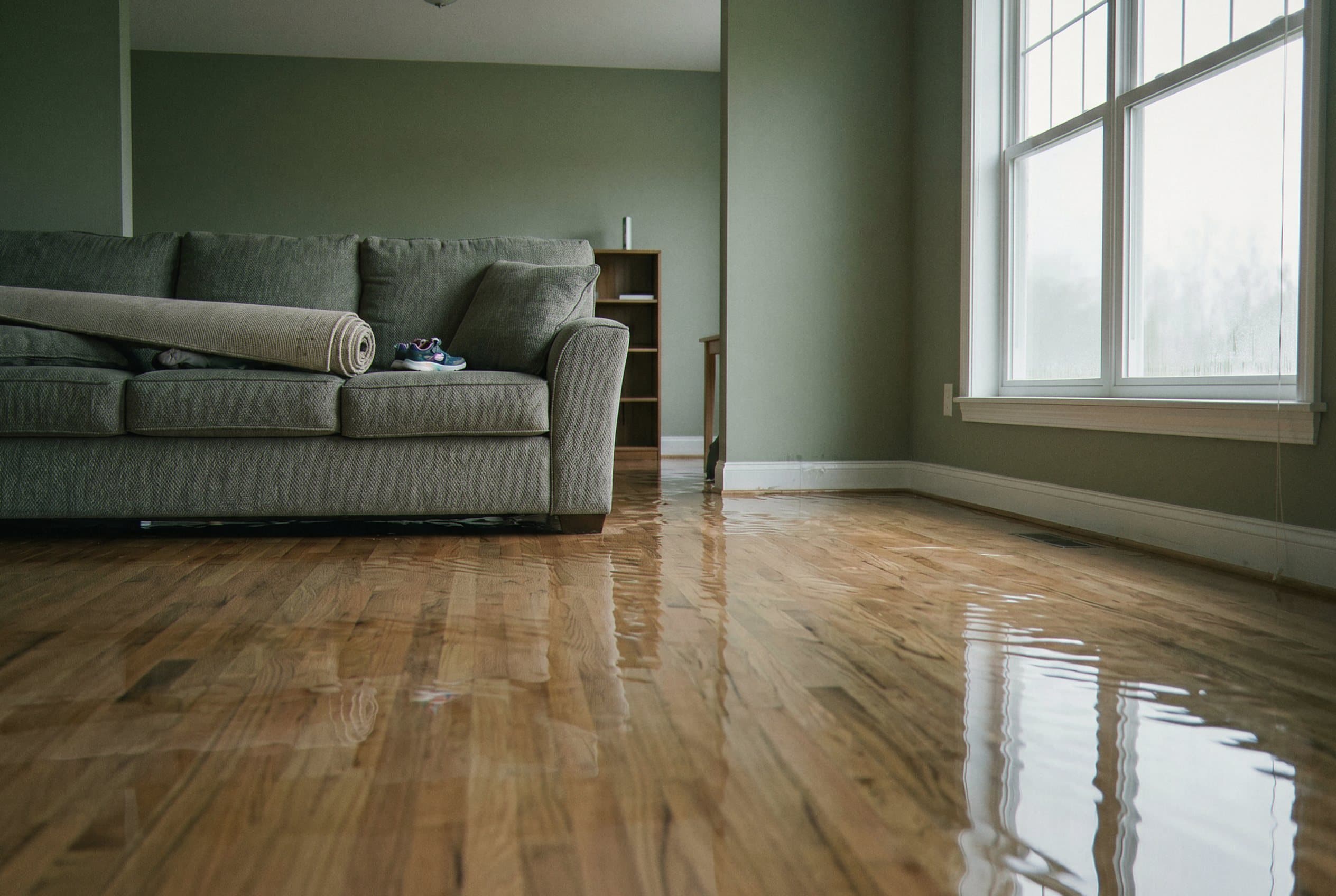 Water spreading under flooring and walls.