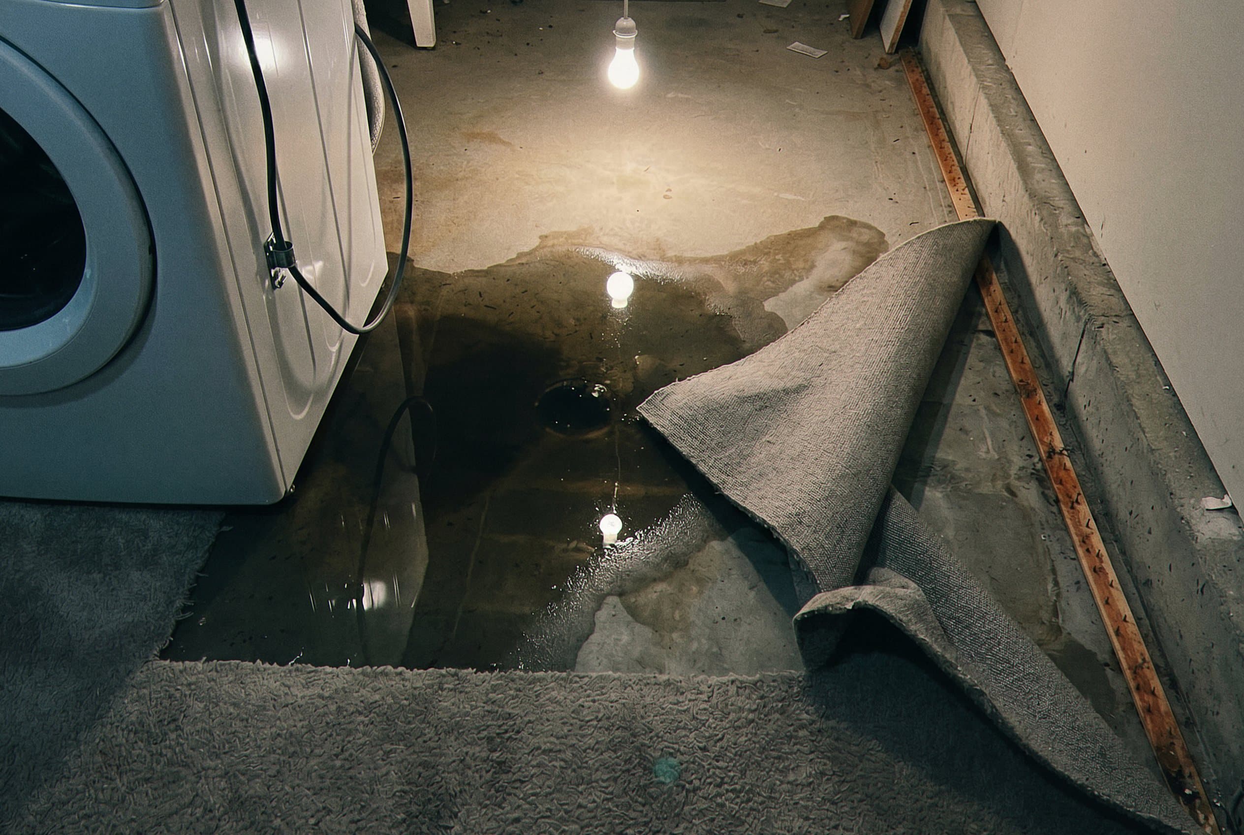 Bathroom flooded with sewage backup.