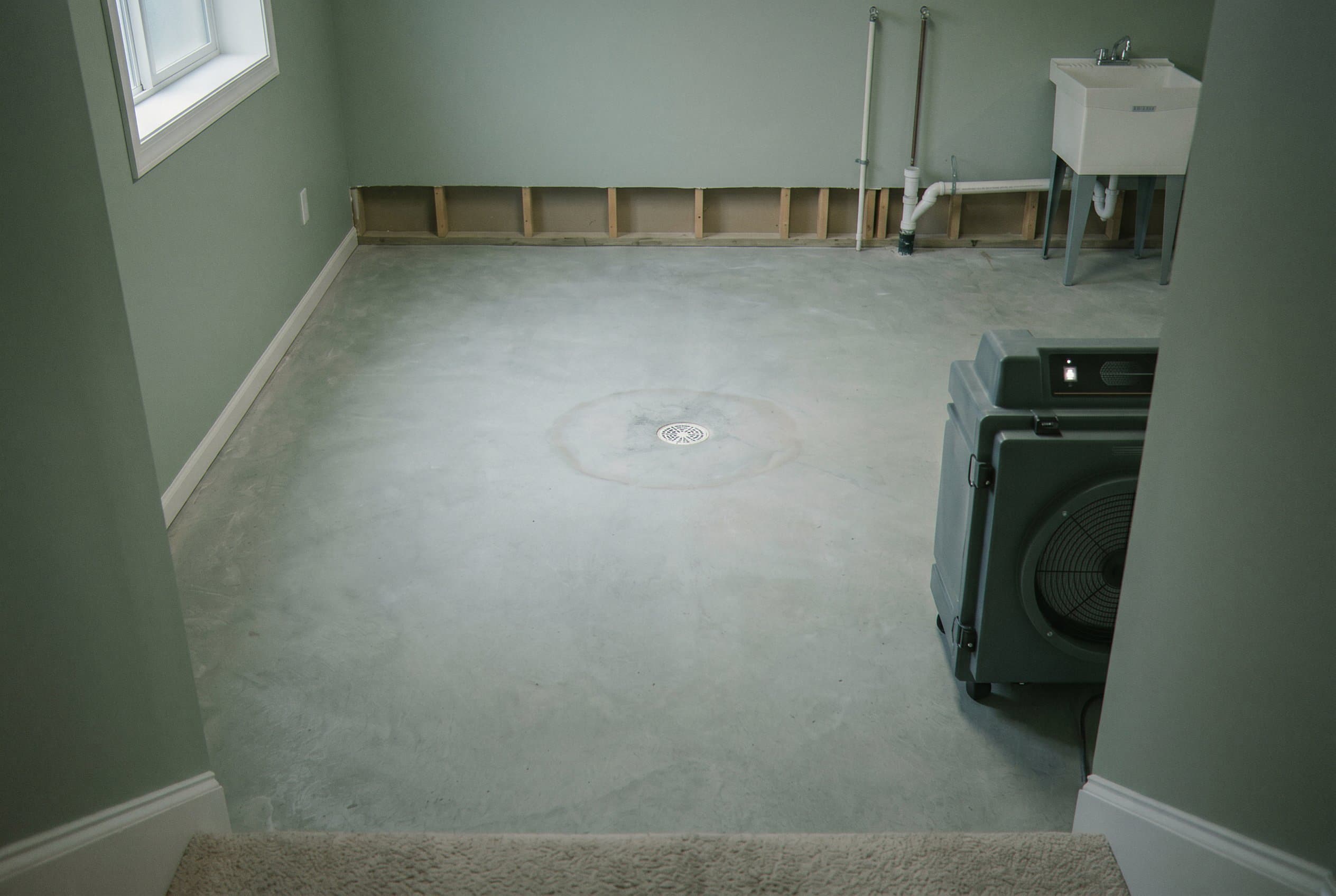 Sanitized bathroom ready for repairs.