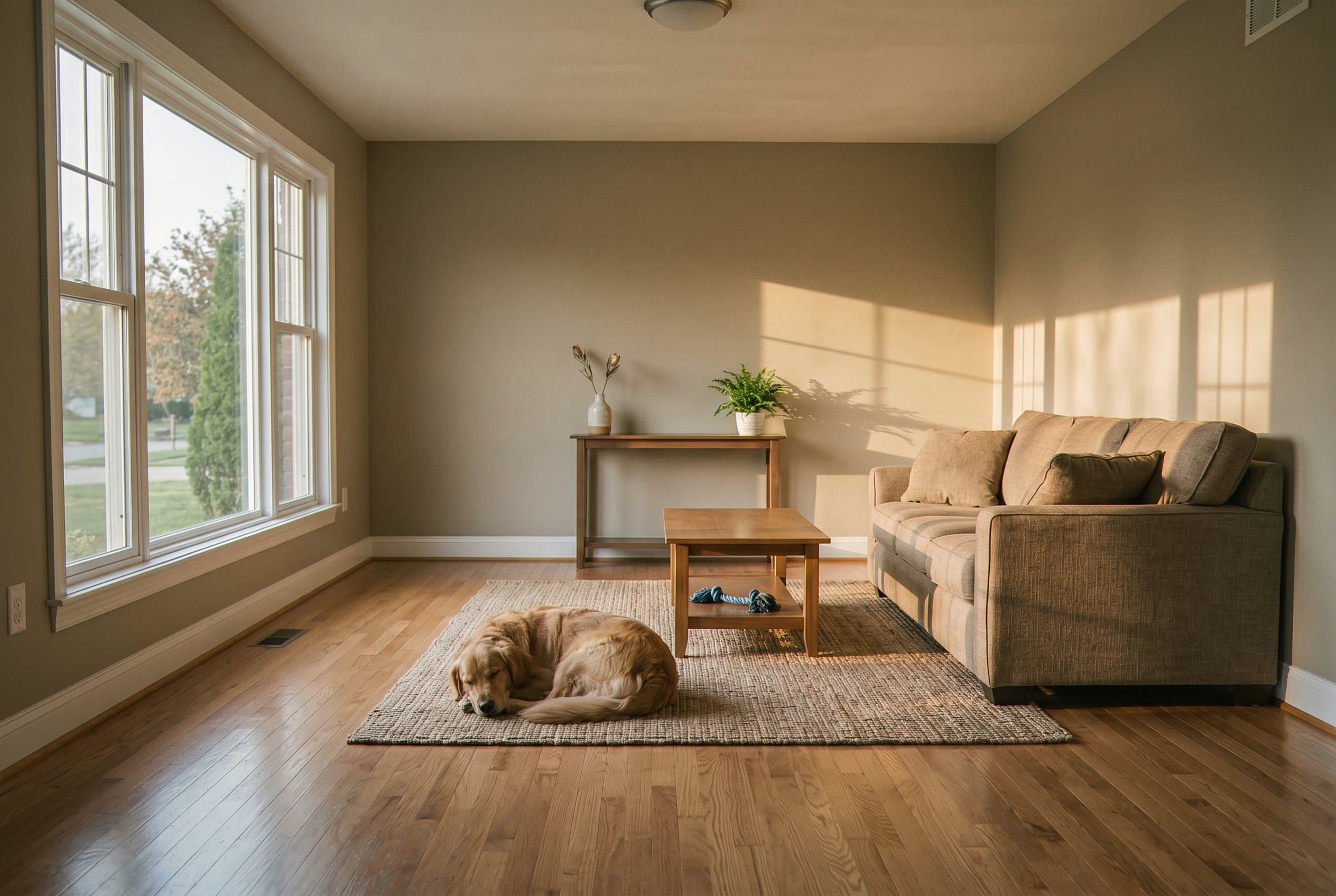Room restored with trim and paint.